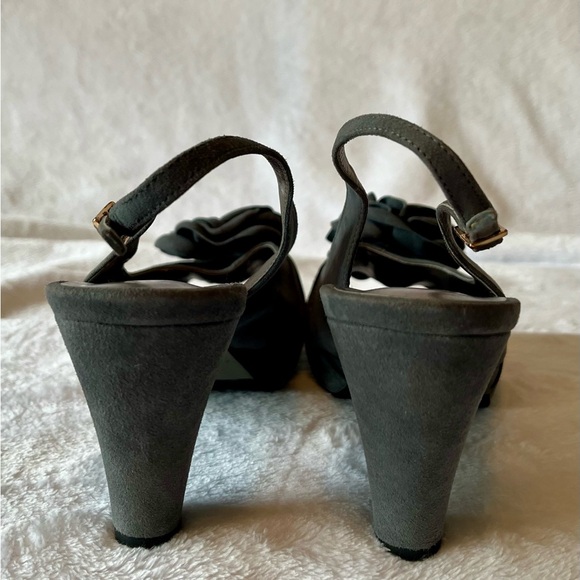 Sacha London LACE Gray Suede Peep Toe Slingback Heels - Picture 8 of 13